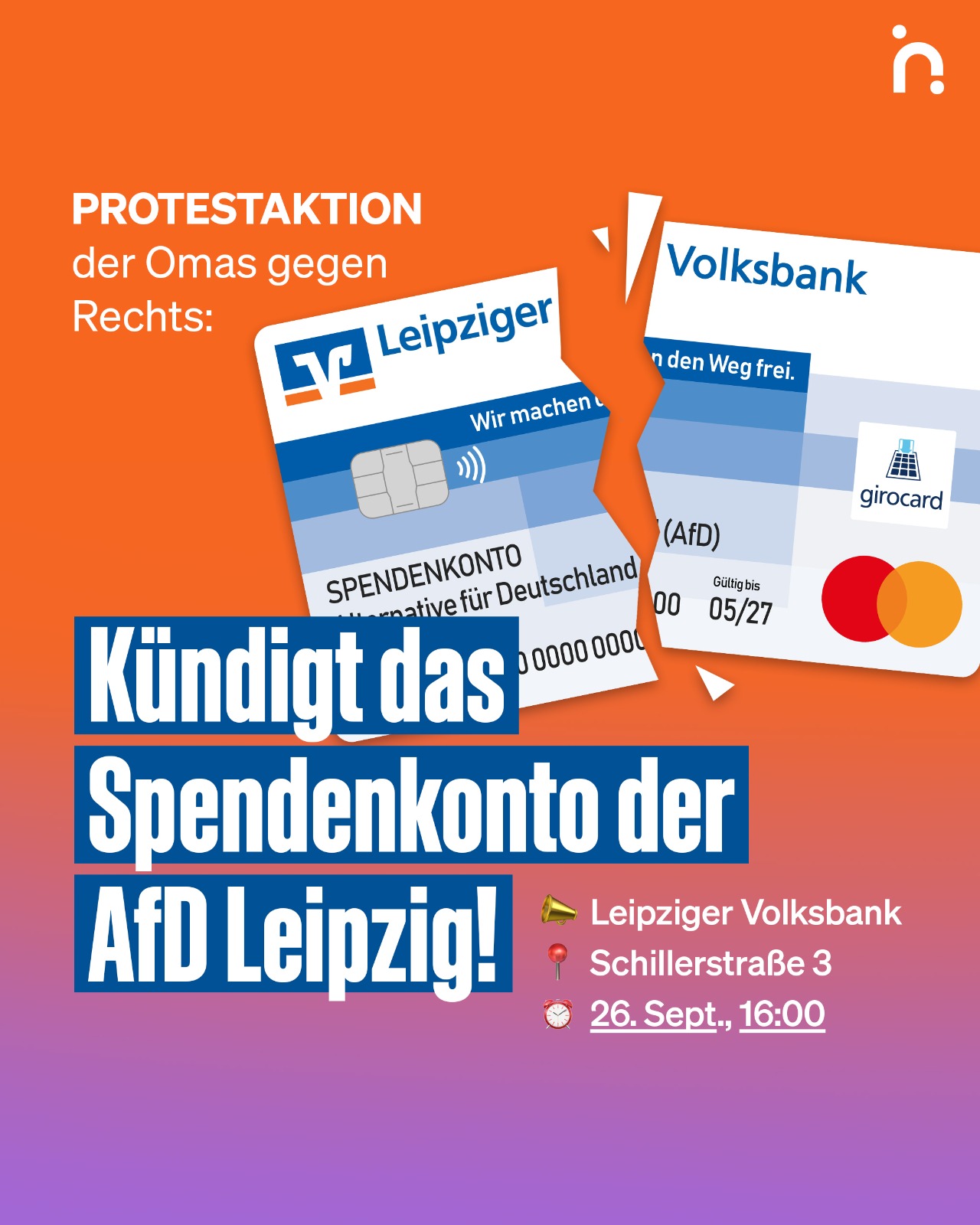 Protestaktion: Kündigt das Spenden-Konto der AfD!