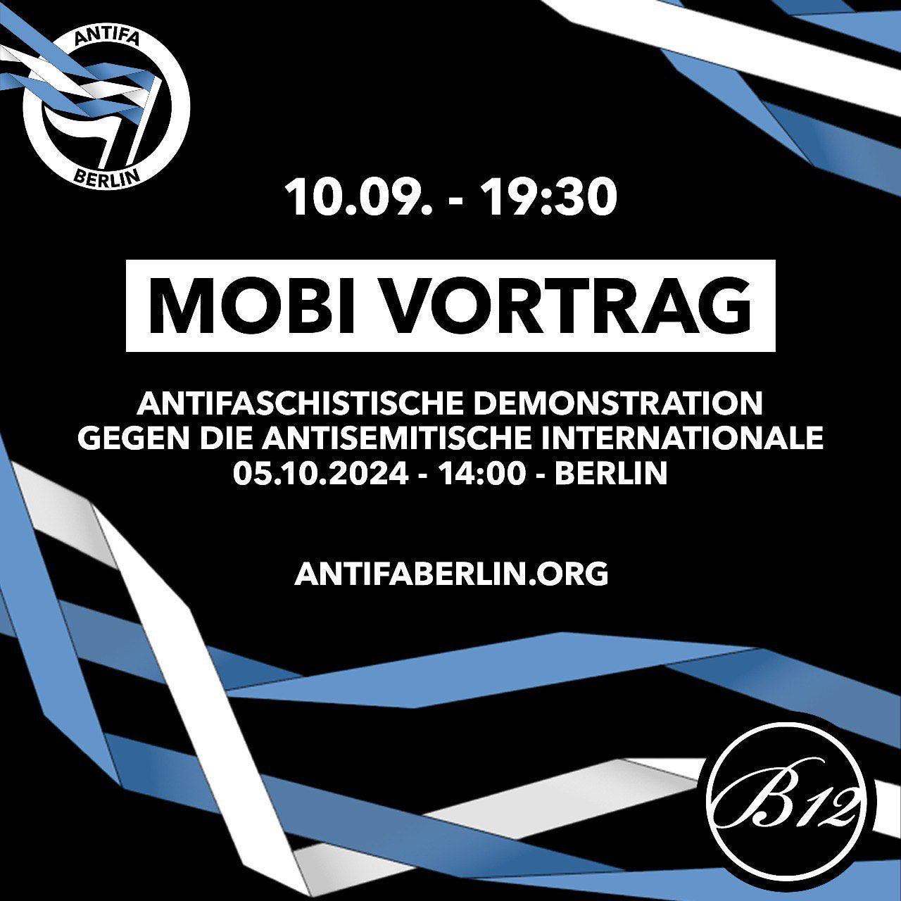 Mobivortrag zur Demonstration „Gegen die antisemitische Internationale“ am 5.Oktober in Berlin