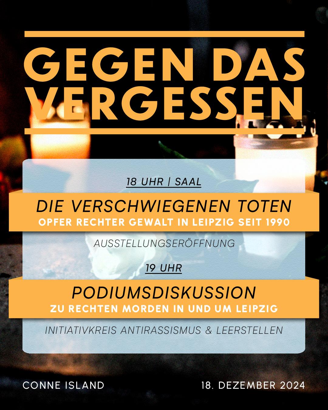 Ausstellung “Die verschwiegenen Toten” & Podiumsdiskussion zu rechten Morden in Leipzig und Landkreis Leipzig