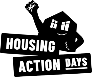 Gemeinsames Transpi Malen für die Housing Action Days